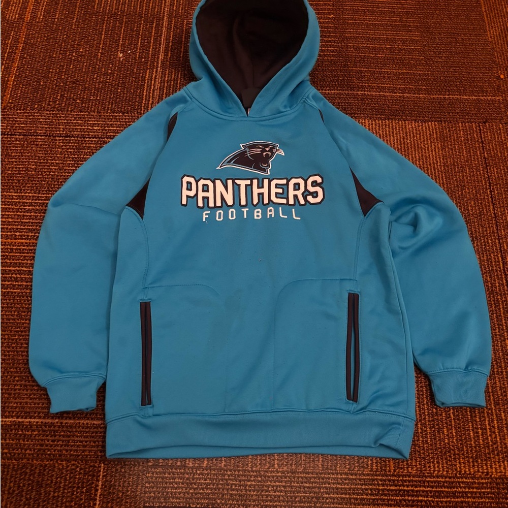 Mens S Nfl blue panthers hoodie MEASUREMENTS SHOWN